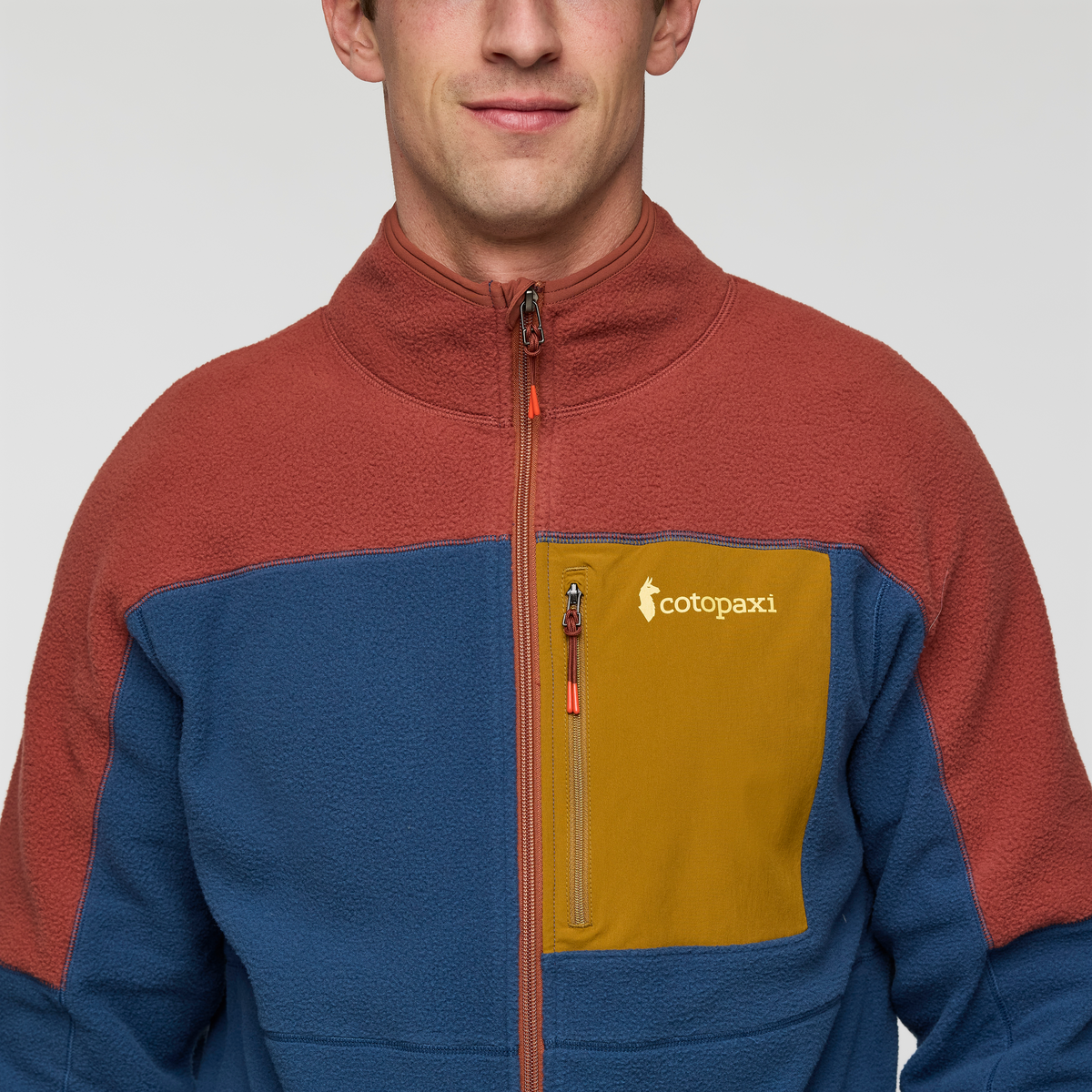 Polar Męski Abrazo Fleece Full-Zip Jacket, Nutmeg and Deep Sea