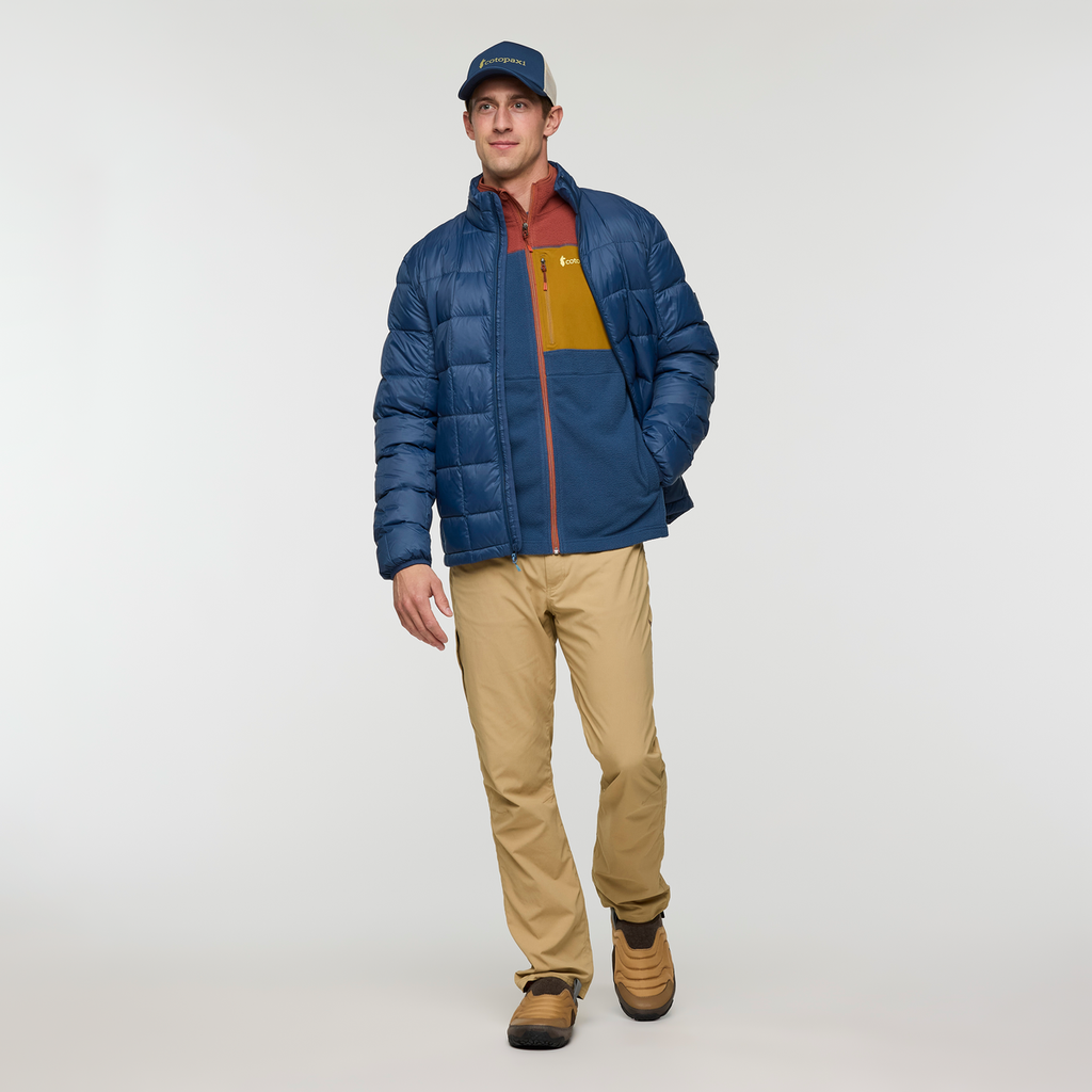 Polar Męski Abrazo Fleece Full-Zip Jacket, Nutmeg and Deep Sea