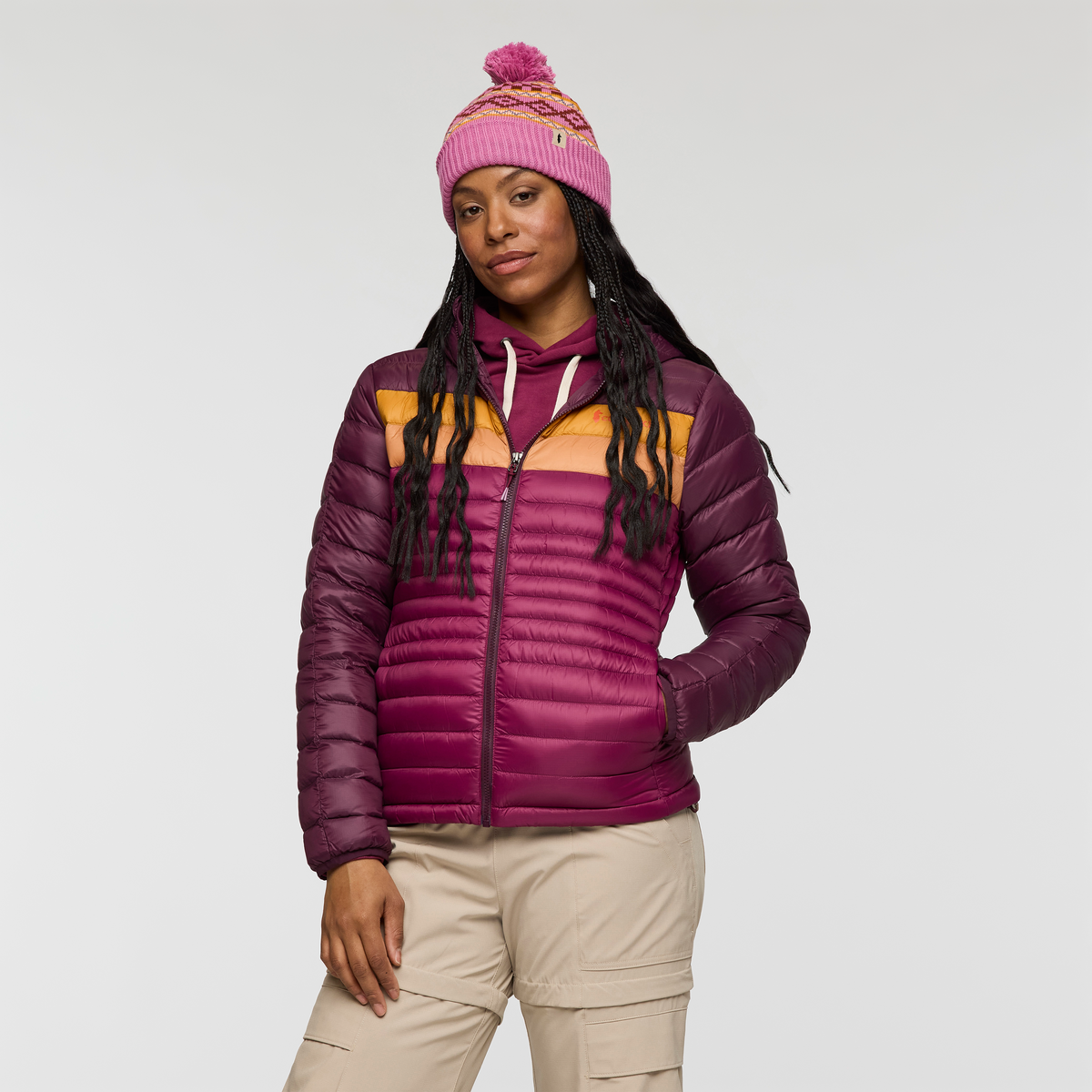 Kurtka Damska Fuego Down Hooded Jacket, Blackberry and Jam